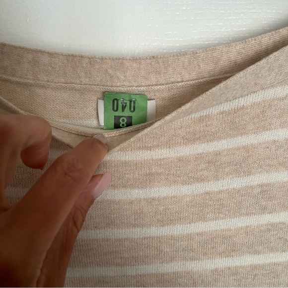 J. Crew Striped boatneck tunic sweater tan ivory thin stripe cotton BC543 medium - Picture 7 of 11